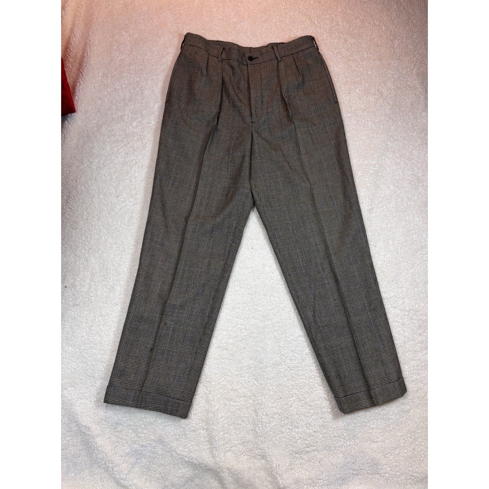 J. Crew Plaid Tartan Wool Blend Straight Leg‎ Lined   Trouser Pants Size 34x30